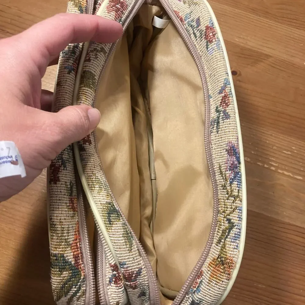 Vintage floral tapestry cosmetic or toiletry bag cottagecore grandmacore quaint